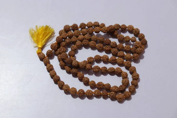 Japa Mala Prayer Beads Made Seeds Rudraksha Tree — Foto de Stock