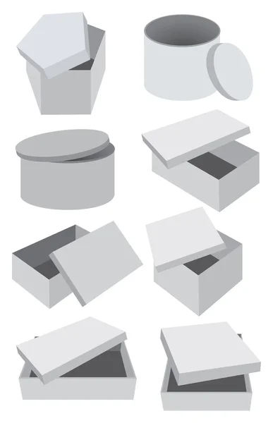 Kabuk, kum ベクトル灰色ボックスのセット& kağıt — ストックベクタ