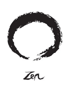 Zen Budizm daire sembolü enso beyaz zemin üzerine