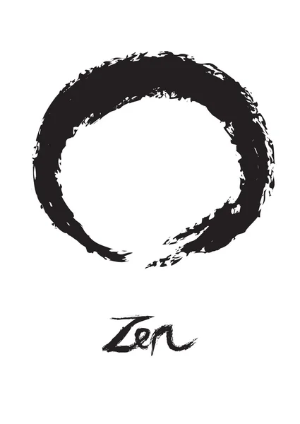 Zen Buddismo Cerchio Simbolo Enso su sfondo bianco — Vettoriale Stock