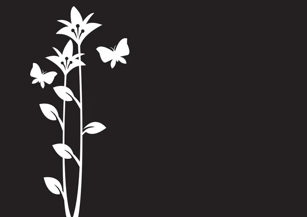 花と蝶のベクトル イラスト — ストックベクタ