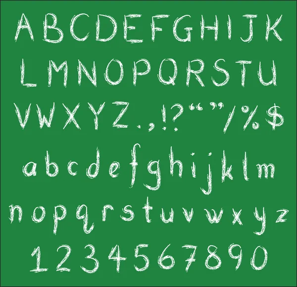 Handwritten White Chalk Fonts on Green Blackboard — Stock Vector