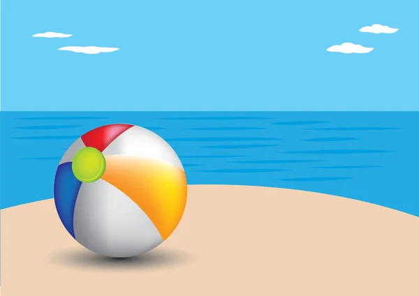 Bola de praia em uma praia . — Vetor de Stock