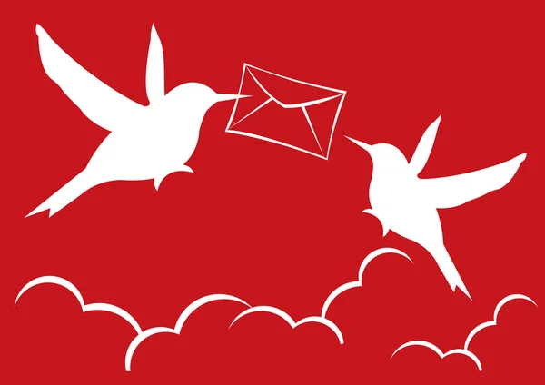 Deux oiseaux de la poste silhouette — Image vectorielle