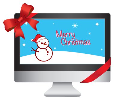 yeni bilgisayar Noel hediye vektör çizim