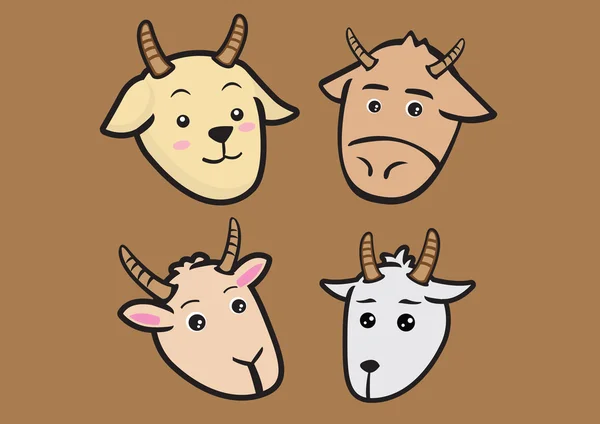 Cute Cartoon Goat Expressions Vector Illustration — Stock Vector