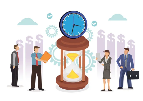 Empresários Com Relógio Ampulheta Sobre Fundo Branco Conceito Trabalho Gestão —  Vetores de Stock