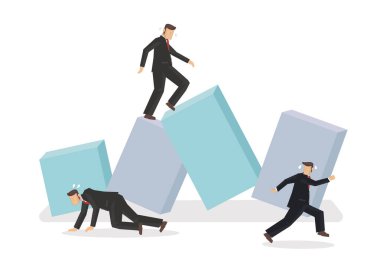 Ekonomik durgunluk, finansal kriz ya da endişeli iş adamı ya da işadamı ile borsa çöküşü kavramı. Kırmızı ok. Vektör illüstrasyonu.