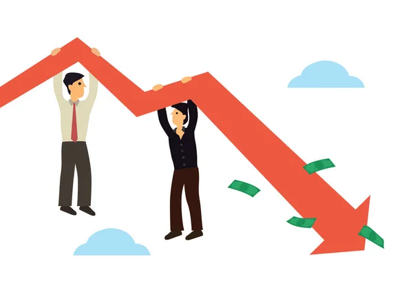 Ekonomik Durgunluk Finansal Kriz Endişeli Adamı Işadamı Ile Borsa Çöküşü — Stok Vektör
