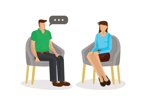 Couple Sitting Together Talking Concept Dating Isolated Flat Vector Illustration — Wektor stockowy