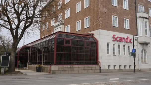 Trollthe Zweden Maart 2022 Scandic Swania Hotel Exterior Hoge Kwaliteit — Stockvideo