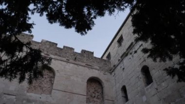 Historic Wall and Flock of Shallow birds in Old City, Split. High quality 4k footage