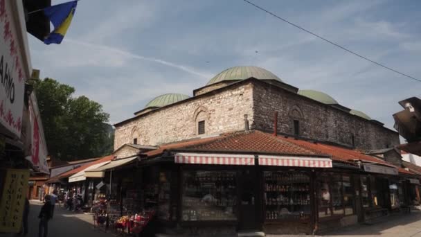 Brusa Bezistan Edificio Histórico Otomano Bascarsija Sarajevo Til Imágenes Alta — Vídeo de stock