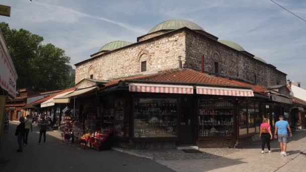 Brusa Bezistan Edificio Histórico Otomano Bascarsija Sarajevo Til Imágenes Alta — Vídeos de Stock