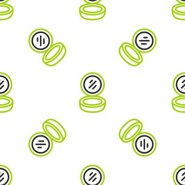 Ayna ikonlu çizgi makyaj tozu beyaz arka planda izole edilmiş pürüzsüz desen. Vektör