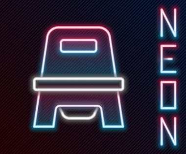 Parlayan neon hattı siyah arka planda izole edilmiş bebek tuvalet ikonu. Lazımlık. Renkli taslak konsepti. Vektör