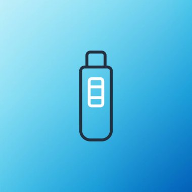 Mavi arkaplanda çizgi hamilelik testi simgesi izole edildi. Renkli taslak konsepti. Vektör