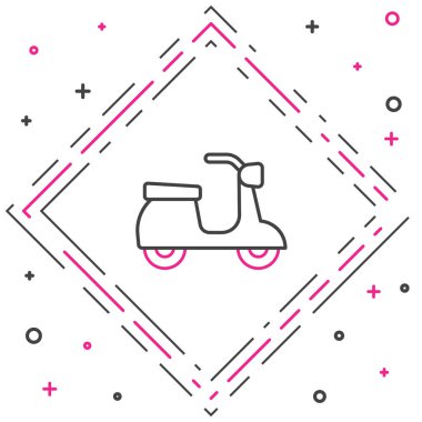 Çizgi Scooter simgesi beyaz arkaplanda izole edildi. Renkli taslak konsepti. Vektör