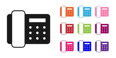 Siyah Telefon ahizesi simgesi beyaz arkaplanda izole edildi. Telefon işareti. Simgeleri renklendirin. Vektör