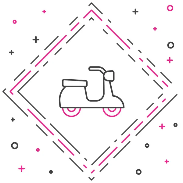 Icono de Scooter de línea aislado sobre fondo blanco. Concepto de esquema colorido. Vector — Vector de stock