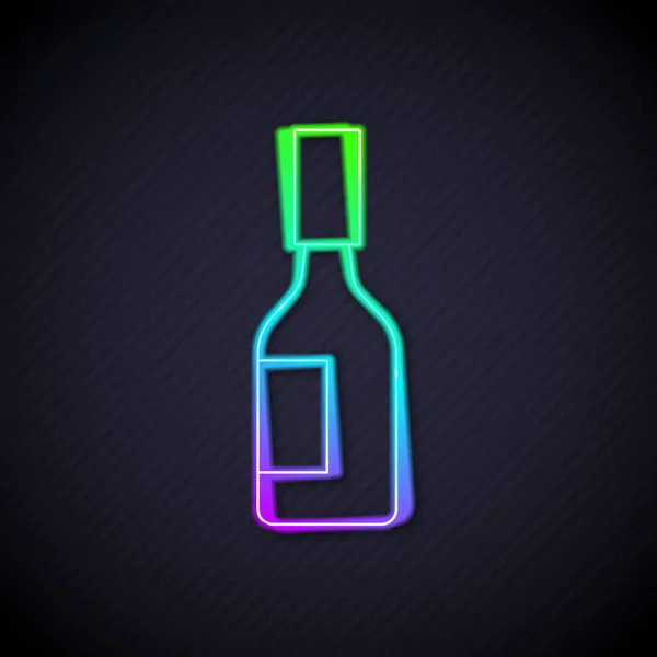 Gloeiende neon lijn Tabasco saus pictogram geïsoleerd op zwarte achtergrond. Chili cayenne pittige pepersaus. Vector — Stockvector