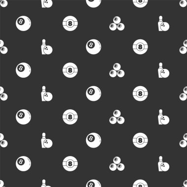 Bilardo topu, bovling pimi ve kusursuz desen. Vektör