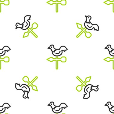 Hat Horozu rüzgar gülü simgesi beyaz arka planda izole edilmiş pürüzsüz desen. Weathercock işareti. Rüzgar gülü horozu. Vektör