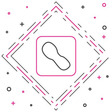 Beyaz arka planda izole edilmiş çizgi insan ayak izi ayakkabı ikonu. Ayakkabı tabanı. Renkli taslak konsepti. Vektör