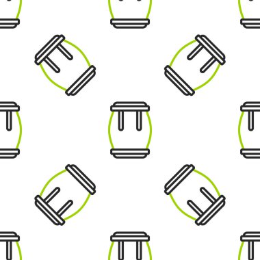 Çizgi Davul simgesi beyaz arkaplanda kusursuz desen izole etti. Müzik işareti. Müzik aleti sembolü. Vektör