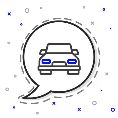 Çizgi Arabası simgesi beyaz arkaplanda izole edildi. Renkli taslak konsepti. Vektör