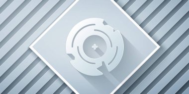 Kağıt kesiği Vinil disk simgesi gri arkaplanda izole edildi. Kağıt sanatı tarzı. Vektör