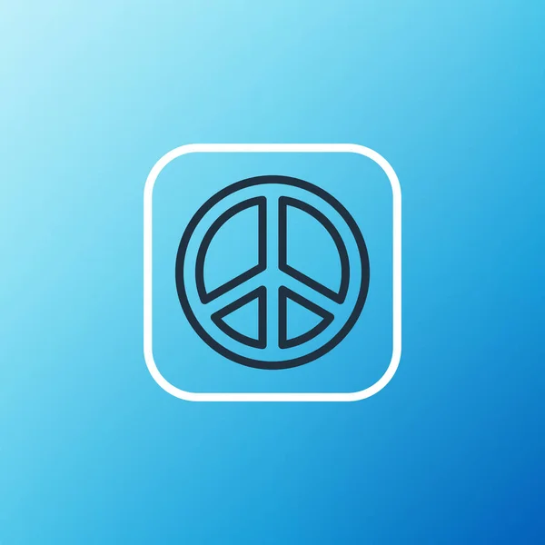 Ligne Icône Paix isolée sur fond bleu. Symbole hippie de paix. Concept de contour coloré. Vecteur — Image vectorielle