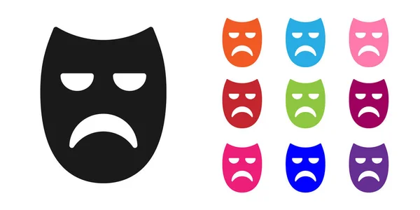 Drama negro máscara teatral icono aislado sobre fondo blanco. Establecer iconos de colores. Vector — Archivo Imágenes Vectoriales