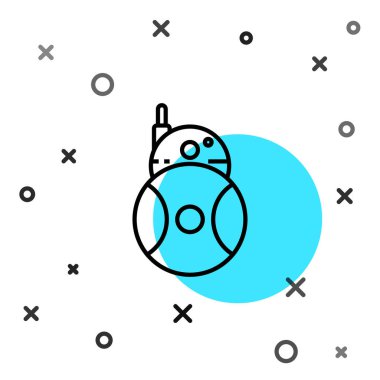 Siyah çizgi robot simgesi beyaz arkaplanda izole edildi. Rastgele dinamik şekiller. Vektör