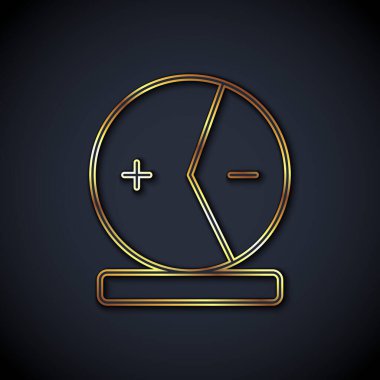 Atom simgesi siyah arkaplanda izole edildi. Bilimin, eğitimin, nükleer fiziğin, bilimsel araştırmaların sembolü. Vektör