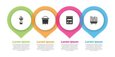 Çiçeği cam şişeye koy, saksıyı toprakla doldur, tohum ve saksı tohumlarını paketle. Ticari bilgi şablonu. Vektör