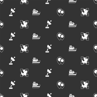 Konum, dünya küresi, pusula, Radar ve gemi hattının rotasını sorunsuz bir şekilde ayarlayın. Vektör