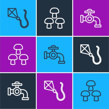 Kite, Water tap ve Mantar simgesini ayarla. Vektör