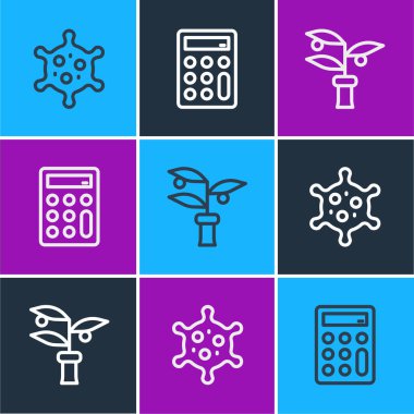 Hat Virüsü, Bitki Yetiştirme ve Hesap Makinesi ikonu. Vektör