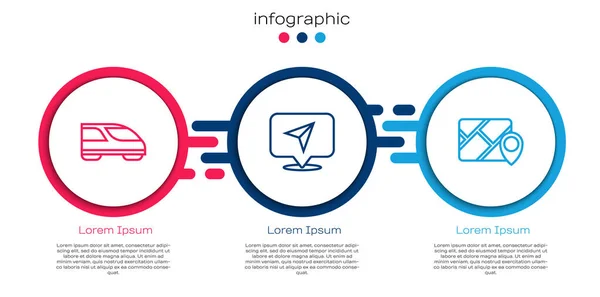 Ligne fixe Train à grande vitesse, Infographie de la navigation sur la carte de la ville et. Modèle d'infographie d'entreprise. Vecteur — Image vectorielle