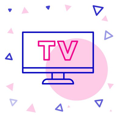 Akıllı TV simgesi beyaz arkaplanda izole edildi. Televizyon tabelası. Renkli taslak konsepti. Vektör.