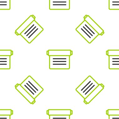 Simya tarifleri, mistik büyüler ve büyüler içeren çizgi Kadim büyü kitabı beyaz arka planda izole edilmiş kusursuz desen. Vektör.