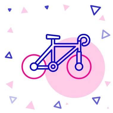 Çizgi bisiklet simgesi beyaz arkaplanda izole edildi. Bisiklet yarışı. Olağanüstü bir spor. Spor malzemeleri. Renkli taslak konsepti. Vektör.