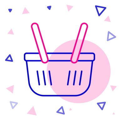 Hat Alışveriş Sepeti simgesi beyaz arkaplanda izole edildi. İnternetten satın alma konsepti. Servis tabelası. Alışveriş arabası sembolü. Renkli taslak konsepti. Vektör