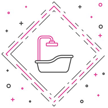 Küvet çizgisi simgesi beyaz arkaplanda izole edildi. Renkli taslak konsepti. Vektör