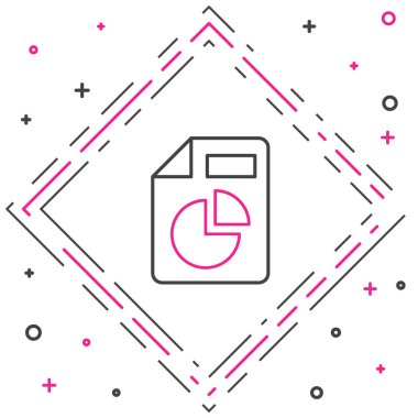 Grafik çizelgesi simgesine sahip çizgi belgesi beyaz arkaplanda izole edildi. Metin dosya simgesini rapor et. Muhasebe tabelası. Denetim, analiz, planlama. Renkli taslak konsepti. Vektör