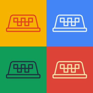 Pop sanat çizgisi Taksi araba çatı simgesi renk arkaplanında izole edildi. Vektör