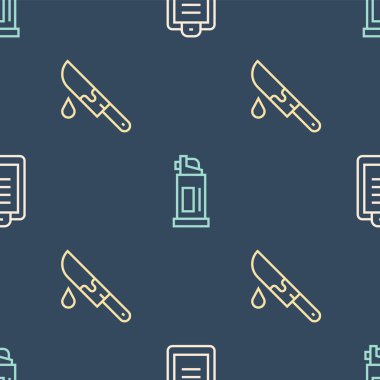 Polis raporunu hazırla, kanlı bıçak ve biber gazı kusursuz desenli. Vektör