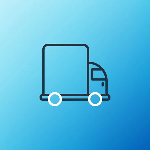 Line Delivery Cargo Truck Vehicle Icon Isolated Blue Background Colorful — Stock Vector