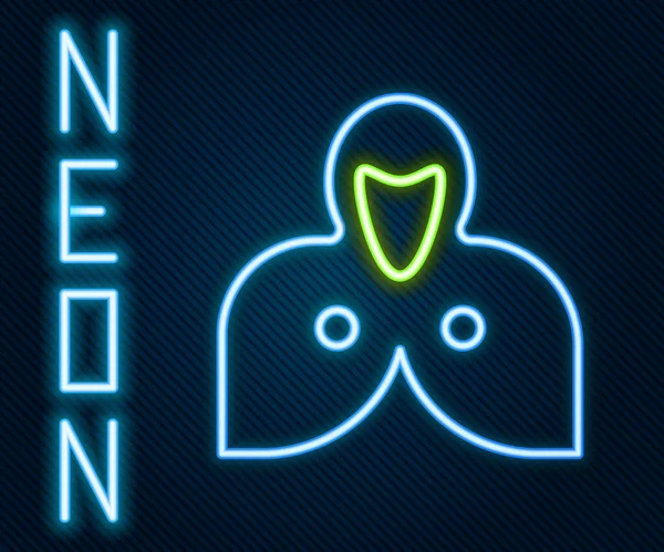 Világító Neon Vonal Mantle Köpeny Köpeny Ikon Elszigetelt Fekete Háttérrel — Stock Vector